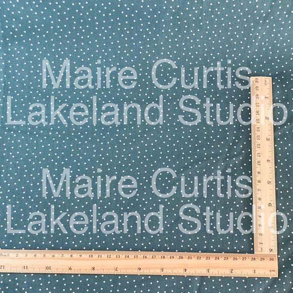 Dotty Petrol Blue cotton quilt fabric from quarter metre