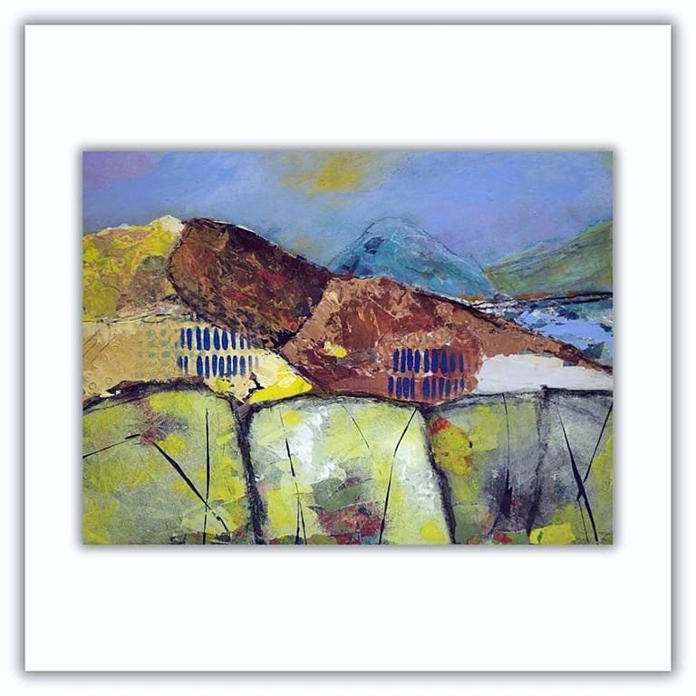 Original landscape mixed media painting - Scotland - ready to hang
