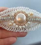 Bridal Peach Pearl Beaded Vintage Style Hair Barrette Clip - Image 7