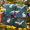 2X SHEETS animal wrapping paper - woodland animals, green, recyclable