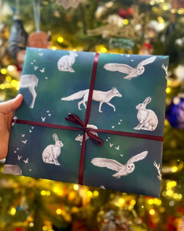 Woodland animals wrapping paper 2 X SHEETS, animal wrapping paper