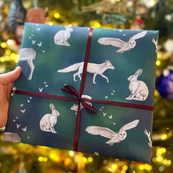 Woodland animals wrapping paper 2 X SHEETS, animal wrapping paper