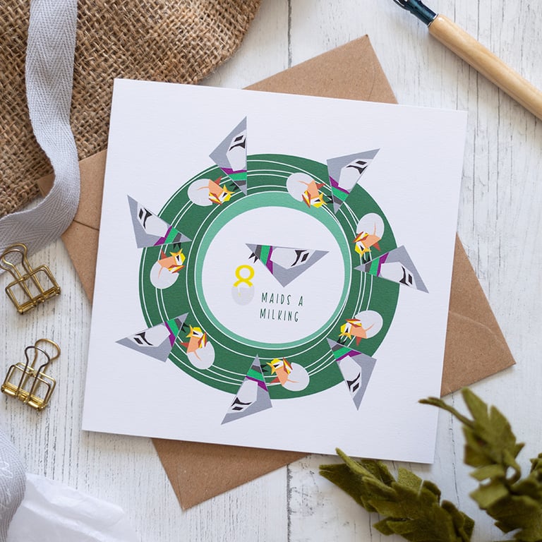 Eight Maids A Milking Christmas Card