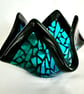 Handmade Blue Hues Fused Glass  Candle Holder - Image 7