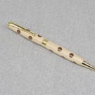 Hand Turned Wooden Pen. Beech with Walnut dots. (Free UK Delivery)