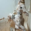Textile art unicorn sculptures, primitive art decor, folk art , animal gift
