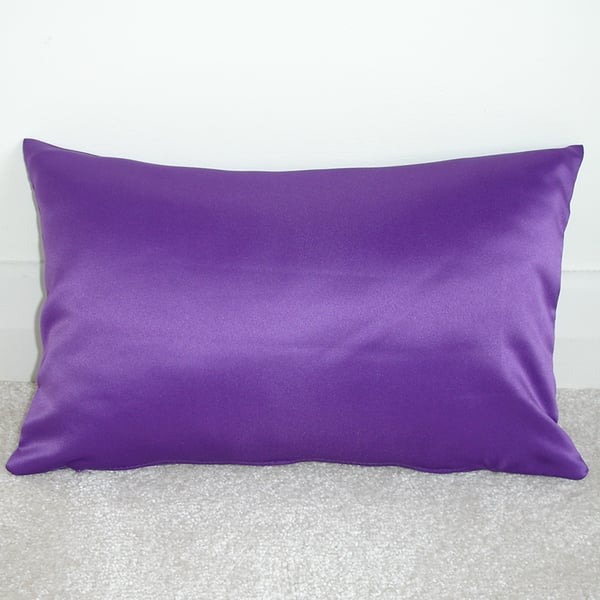 Purple Satin 16" x 12" Oblong Cushion Cover Pillow Sham