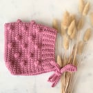 Bobble Pixie Bonnet Merino Wool Rose Pink
