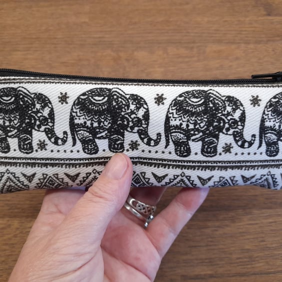 Elephant Aztec Style Reading Glasses Case Black And White. Free Delivery