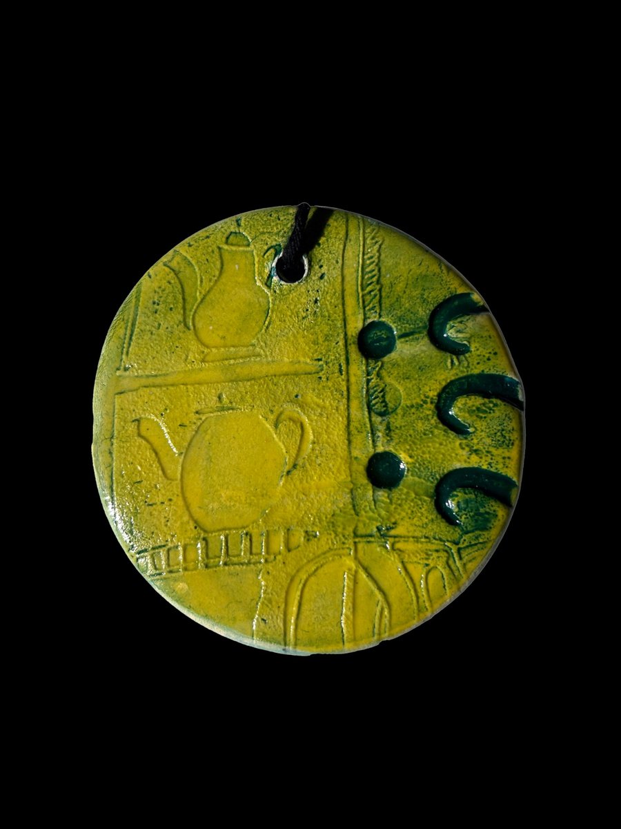 Ceramic Keepsake Wall Hanging: Yellow Teapots