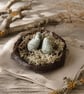 Bird Nest Bowl, Rustic Clay, Mini Trinket Dish, Wabi-Sabi Bark Bowl - Image 1