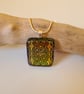 Sparkly gold patterned fused glass pendant - Image 2