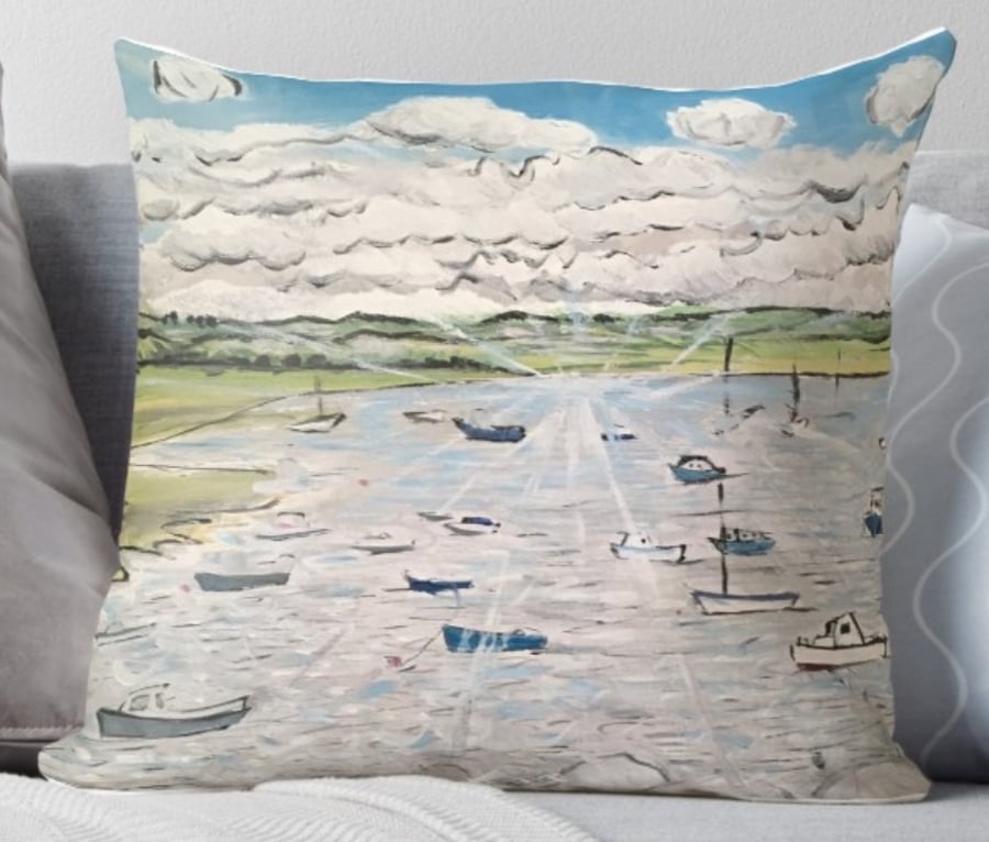 Throw Cushion Featuring The Painting 'Calm, Peace, Tranquility'