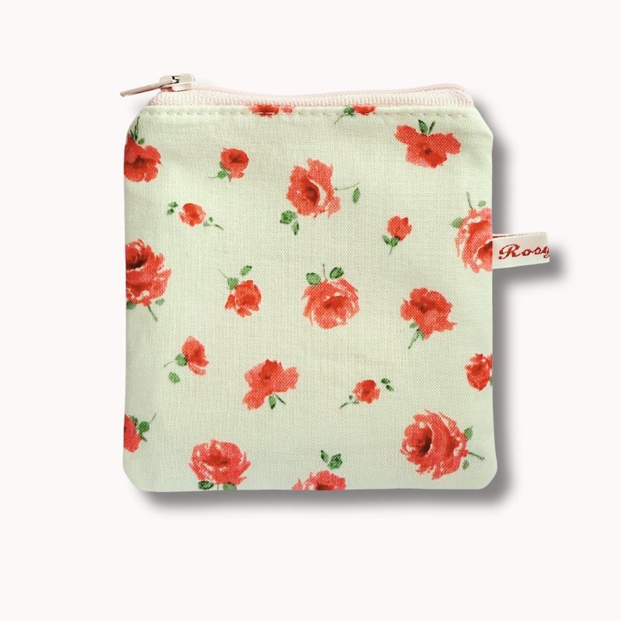 Liberty Fabric Gift, Zipped Purse - Mary Rose Pink