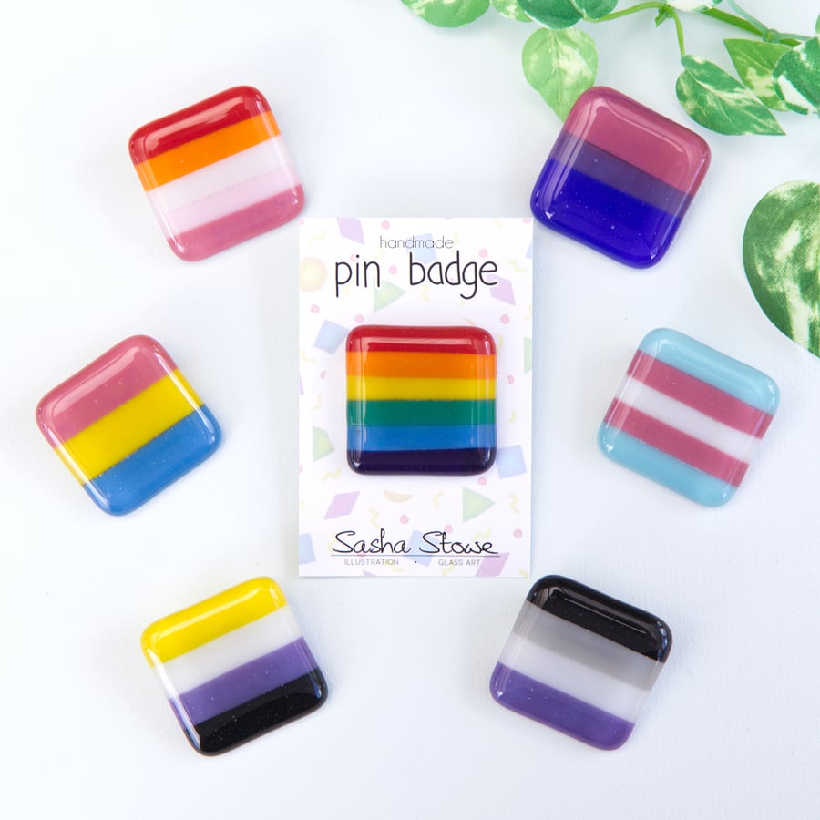 LGBTQ Gay Pride Glass Enamel Pin Badge Brooch