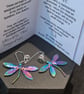 Beautiful Anodised  Stainless Steel Dragonfly Earrings - Image 4