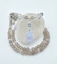 Blue Lace & Grey Agate & Swarovski Crystal Necklace With Pendant, Gifts For  Her