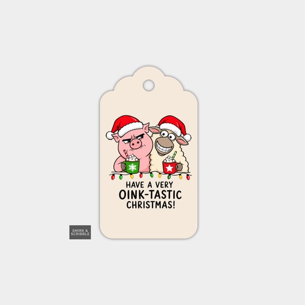 Unique Funny Christmas Gift Tags For Adults, 6pk - Pig & Sheep