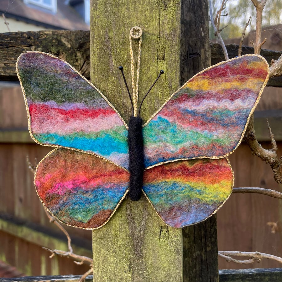 Felted hanging butterfly decoration
