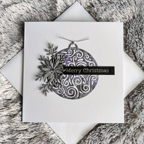 Christmas Card- Silver Bauble 