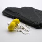 small yellow lampwork glass earrings