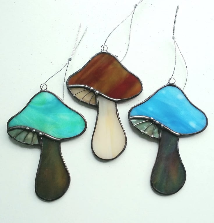 Stained Glass Magic Mushroom Ornament