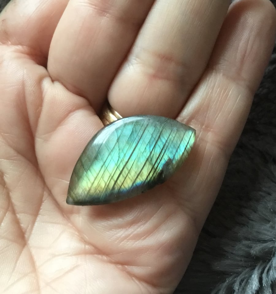 Lovely Freeform almost Marquise  Labradorite Cabochon for Jewellery Designers.