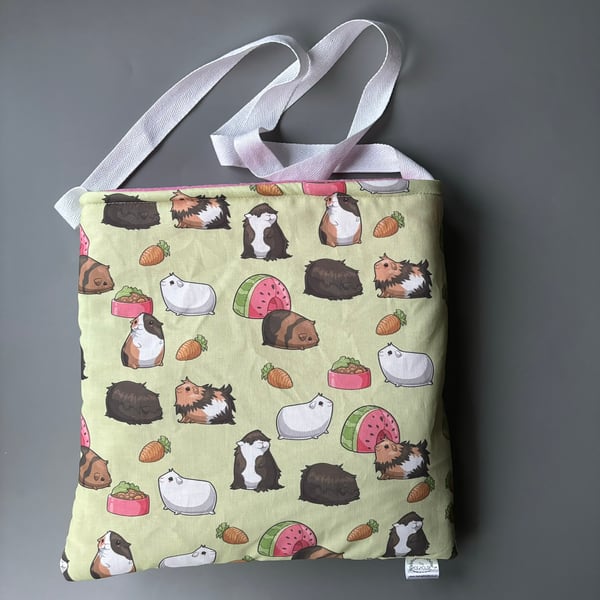 LARGE: Guinea Pig padded bonding bag. Fleece lined carry bag.