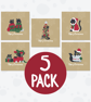 5 Pack Gold Cat Christmas Cards – Pickle and Nancy Festive Set of 5 Designs - Image 1