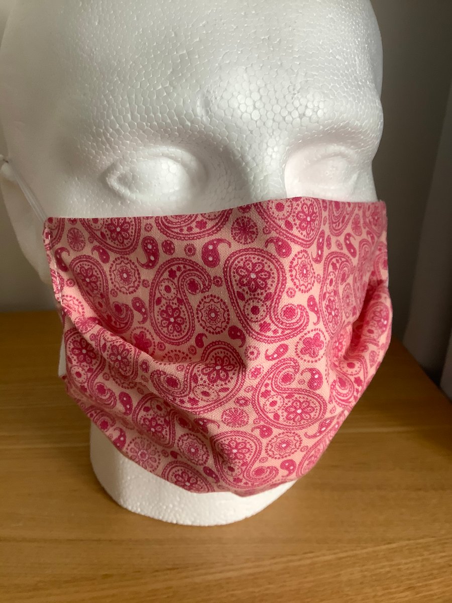 Pink Paisley pattern  Cotton Face mask,Reusable face mask ,face covering