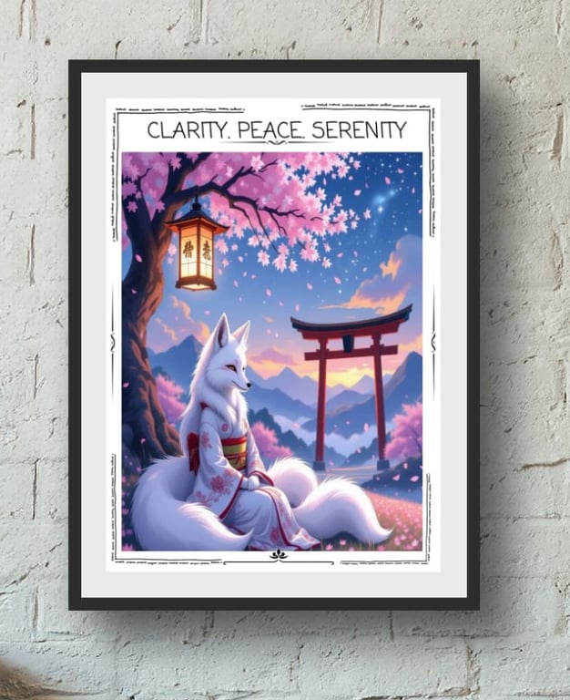 Tranquil Fox Spirit Art Print – A4 (240gsm) or A3 (300gsm) – Clarity, Peace, Ser