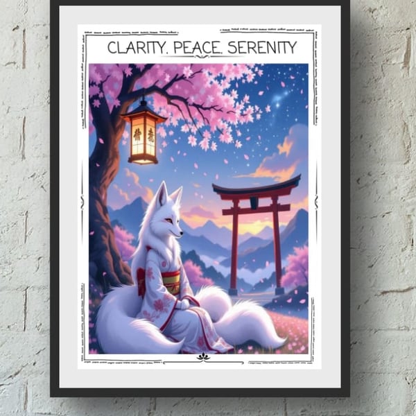 Tranquil Fox Spirit Art Print – A4 (240gsm) or A3 (300gsm) – Clarity, Peace, Ser