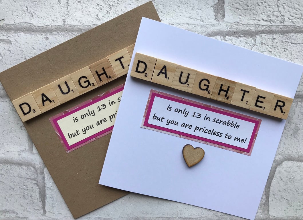 Handmade Birthday Card for Daughter with Scrabble Tiles