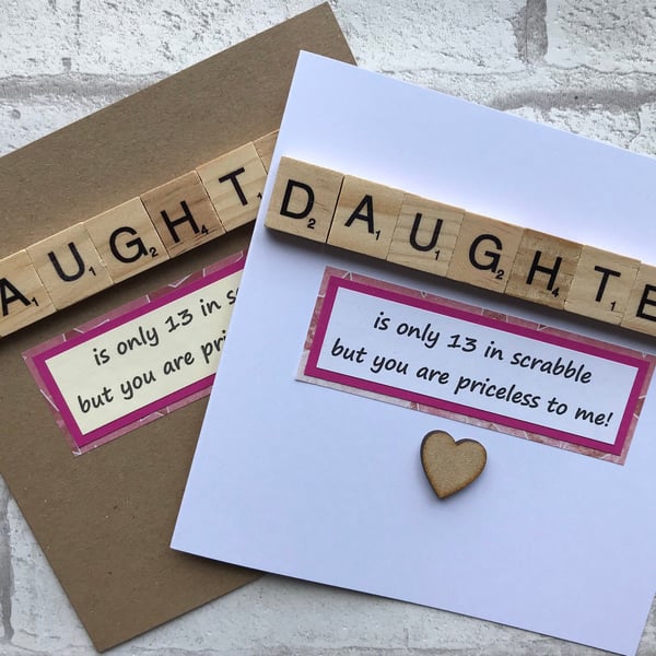 Handmade Birthday Card for Daughter with Scrabble Tiles