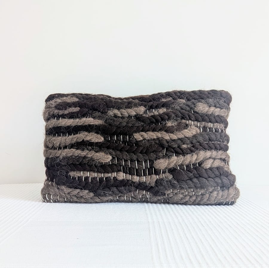 Rectangular Handwoven Cushion with Zip Fastening