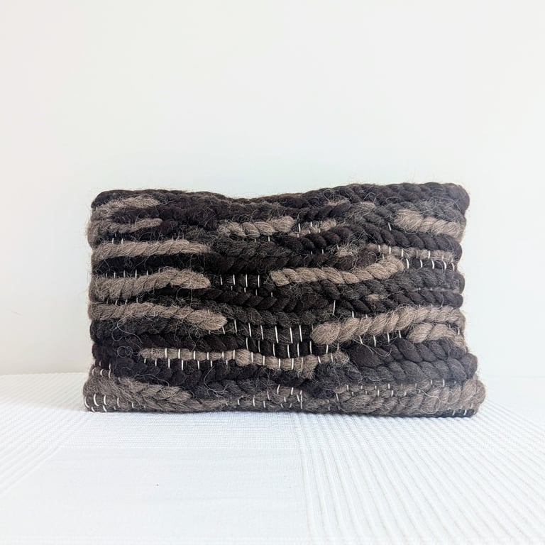 Rectangular Handwoven Cushion with Zip Fastening
