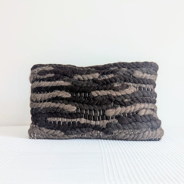 Rectangular Handwoven Cushion with Zip Fastening