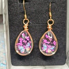 Pressed Flower Teardrop Earrings