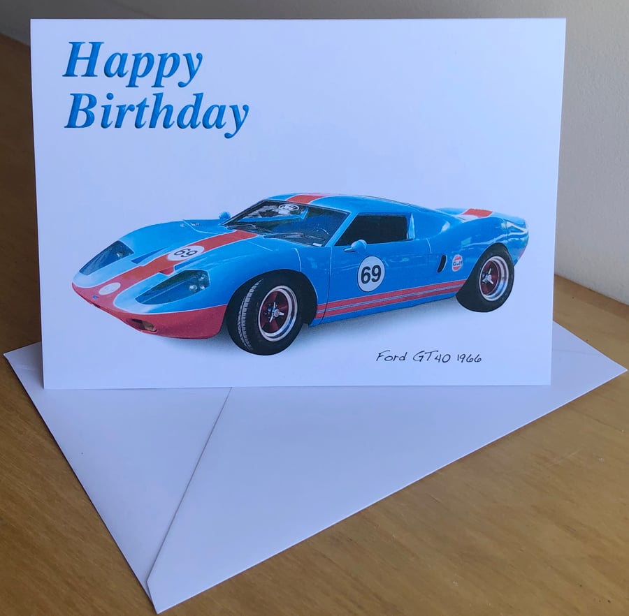 Ford GT40 - Birthday, Anniversary, Retirement or Plain Card