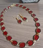 UNIQUE HANDMADE TURQUOISE AND GOLD NECKLACE AND EARRING SET. - Image 4