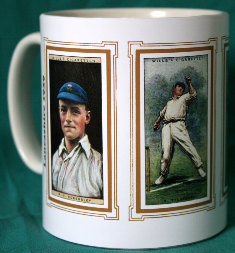 Cricket mug Lancashire 1929 cricket counties P T Eckersley R Tyldesley H Makepea