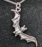 Bat pendant, Bat necklace, Spooky silver pendant - Image 2