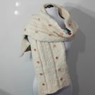 35. SUMMER SECONDS. Cream Hand Spun and Handknitted Scarf With Flowery Lining.