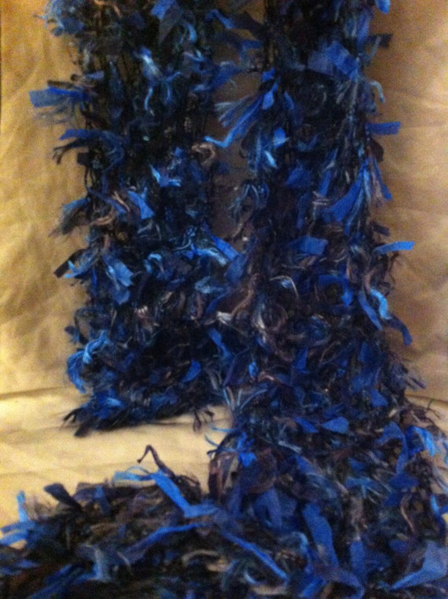 Dark blue ribbon scarf