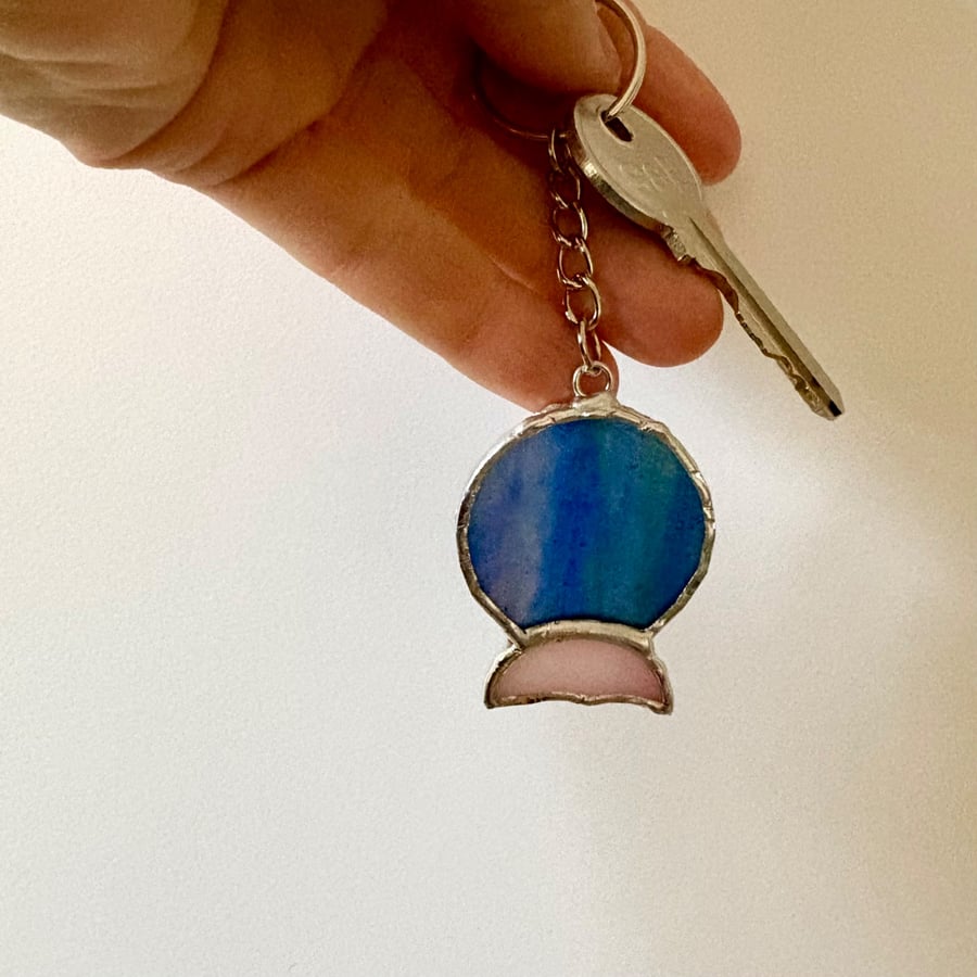 Stained glass thistle key ring, love Scotland gifts