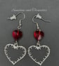 Gothic Barbed Heart Earrings - Red Heart Earrings - Handmade - Drop Earrings - Image 2