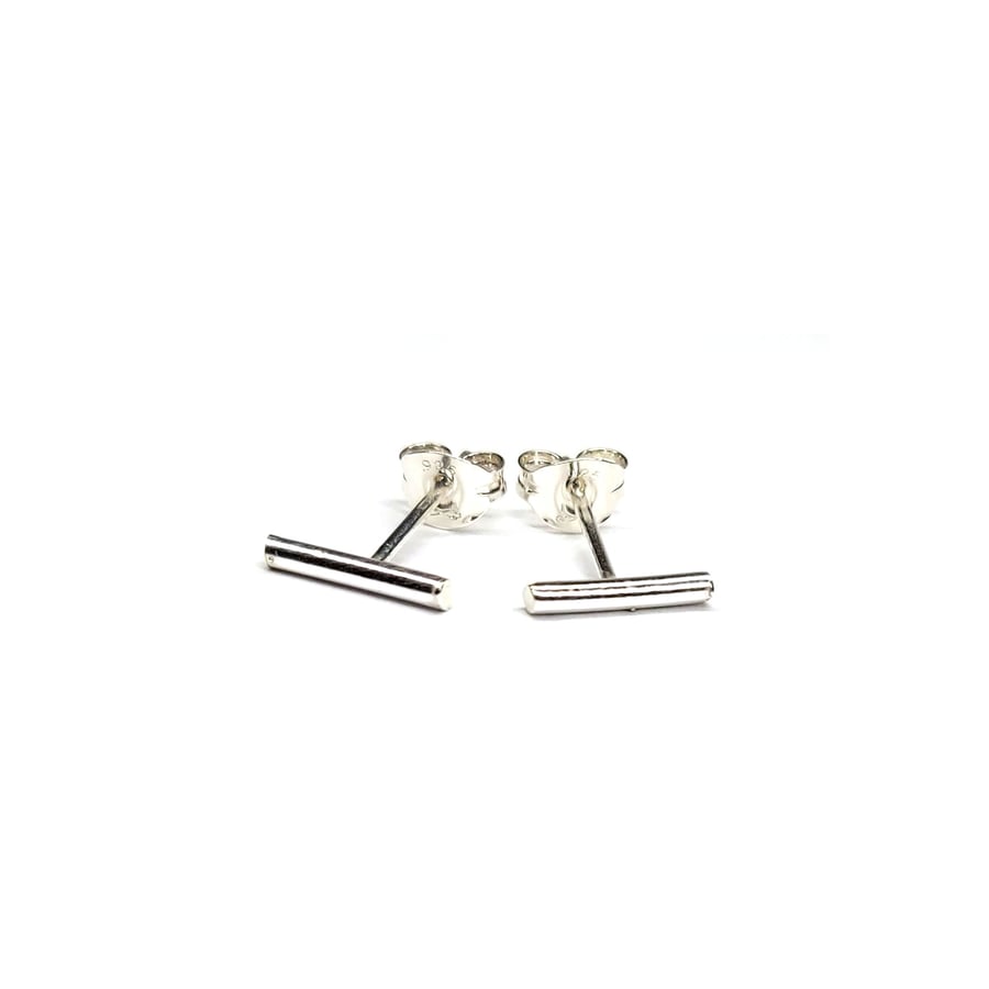 Silver bar stud earrings