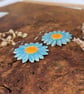 Handmade Ceramic Daisy Earrings, Foraged Dartmoor Clay, Stainless Steel, Blue Ye - Image 7