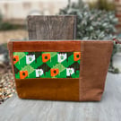 Vintage seventies fabric and corduroy patchwork large zip pouch 