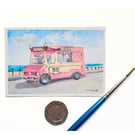 Original ACEO Miniature Watercolour Painting Classic Ice Cream Van 1970's